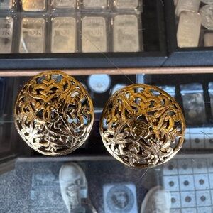 Elegant CHANEL  Gold Filigree Earrings